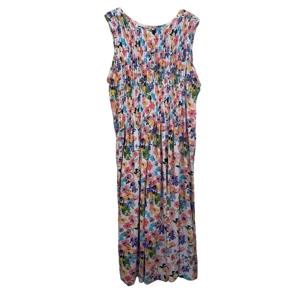 Woman Within Floral Maxi Dress Plus Size 4X Smocking Sleeveless Cottage Layering - Picture 2 of 6